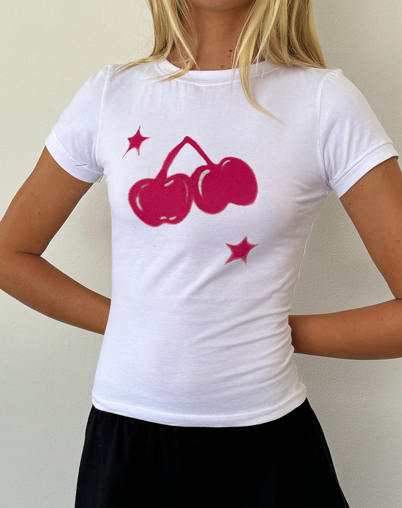 Camiseta de bebé Sutin con estampado de cerezas blancas