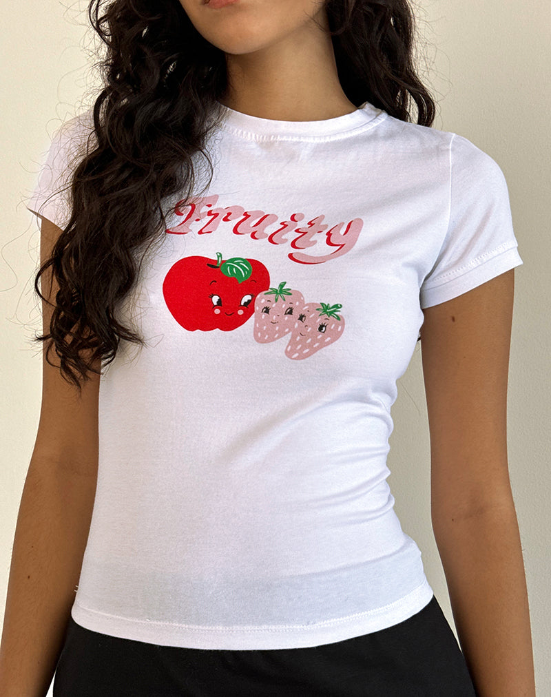 Camiseta Sutin en blanco afrutado
