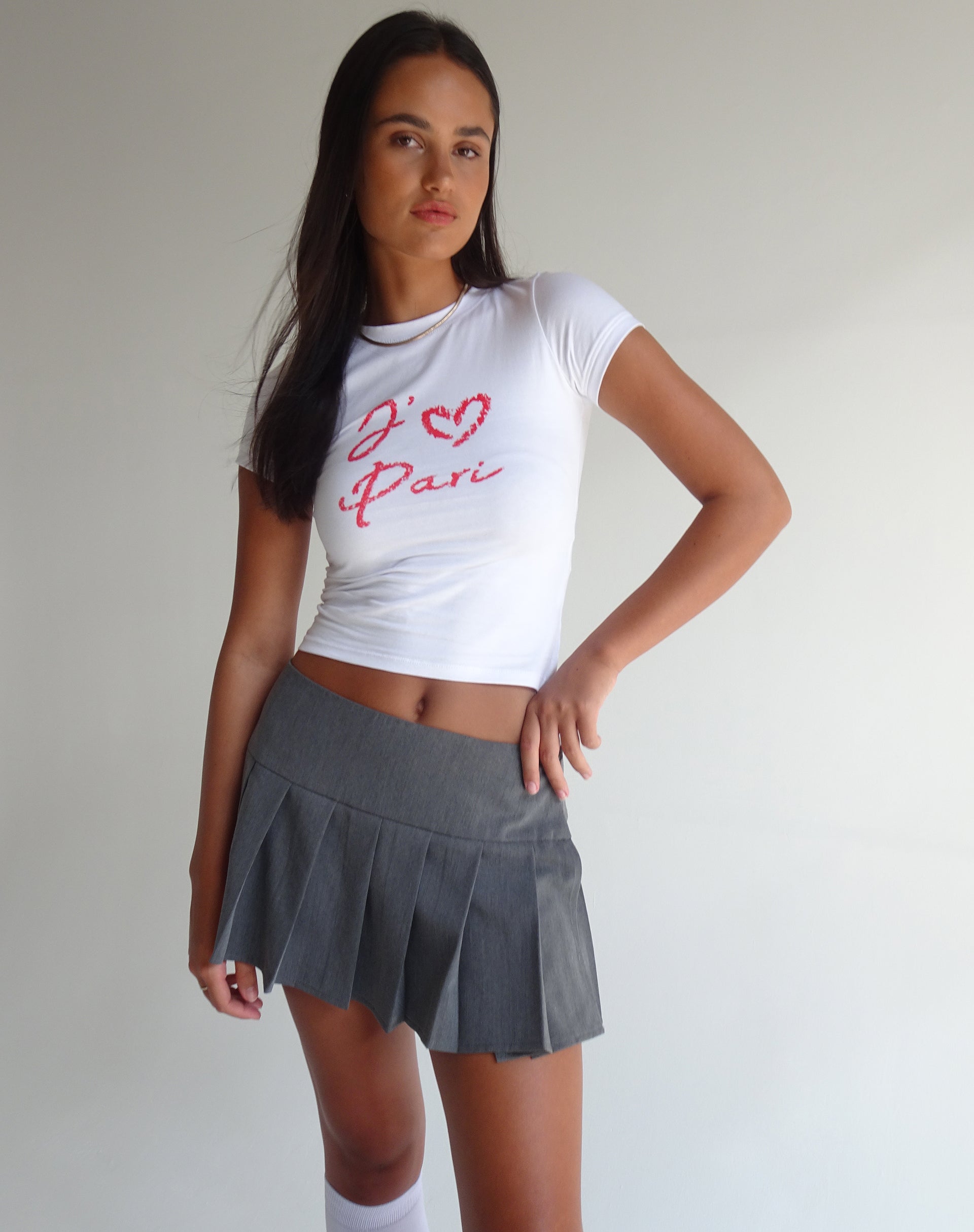 Imagen de Sutin Tee in White with I Love Pari Graphic
