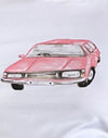 Gráfico de coche blanco con garabatos