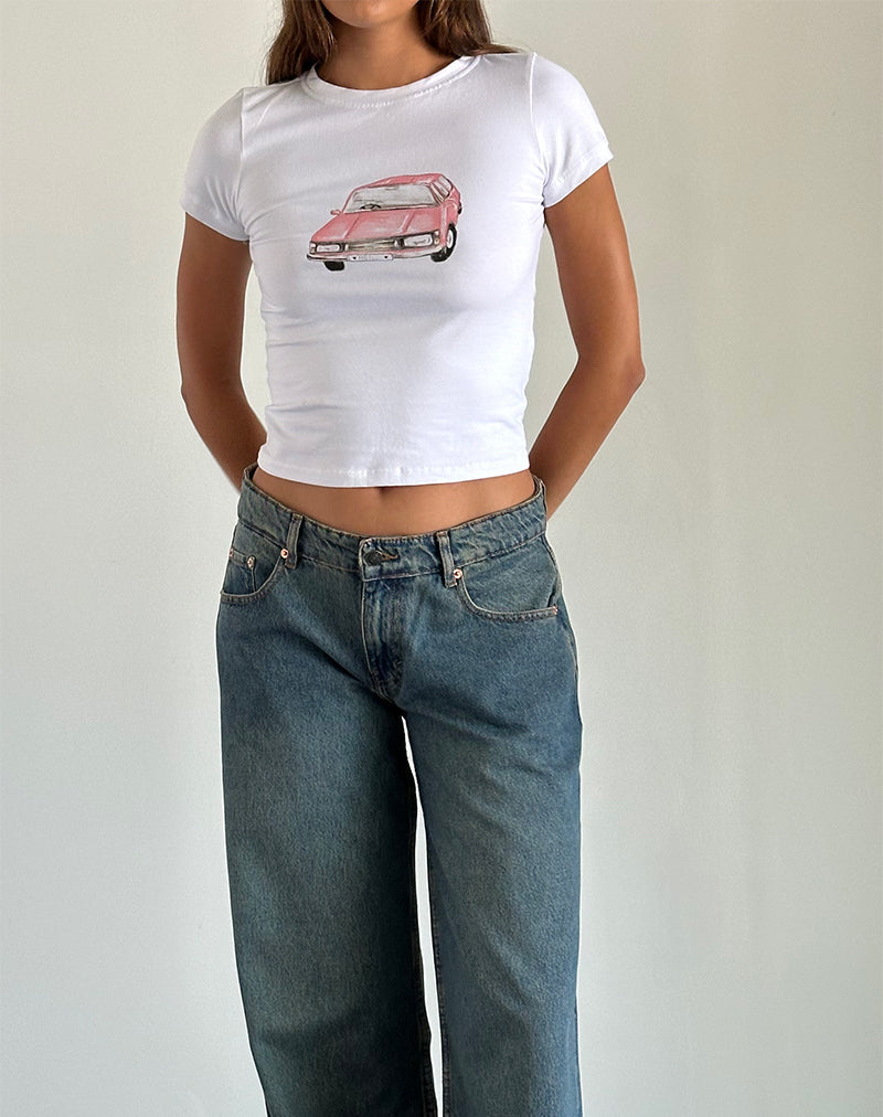 Imagen de Sutin Tee in White with Scribble Car Graphic