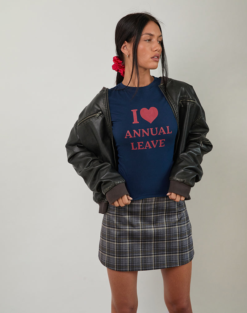 Imagen de Sutin Tee in Navy with Red I Love Annual Leave Graphic