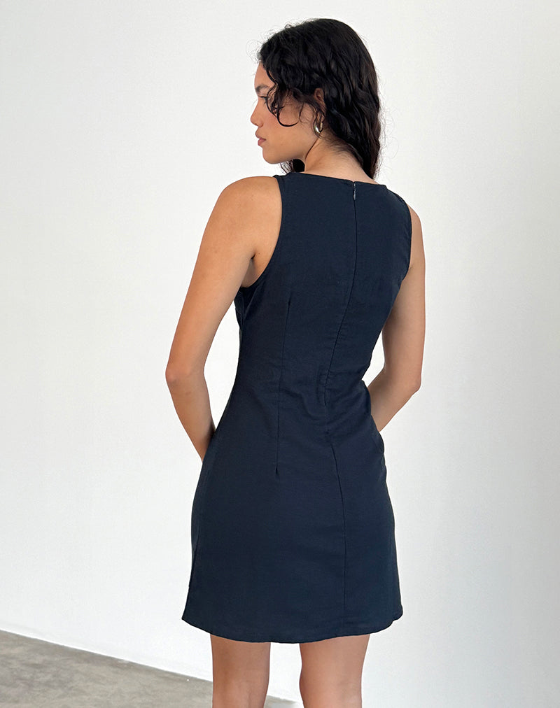 Imagen de Sveta Minivestido sin mangas de lino Tapshoe Negro