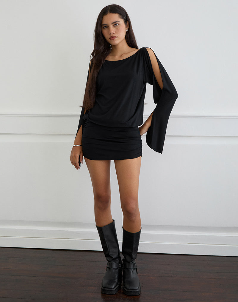 Imagen de Sybe Cut Batwing Sleeve Mini Dress in Black