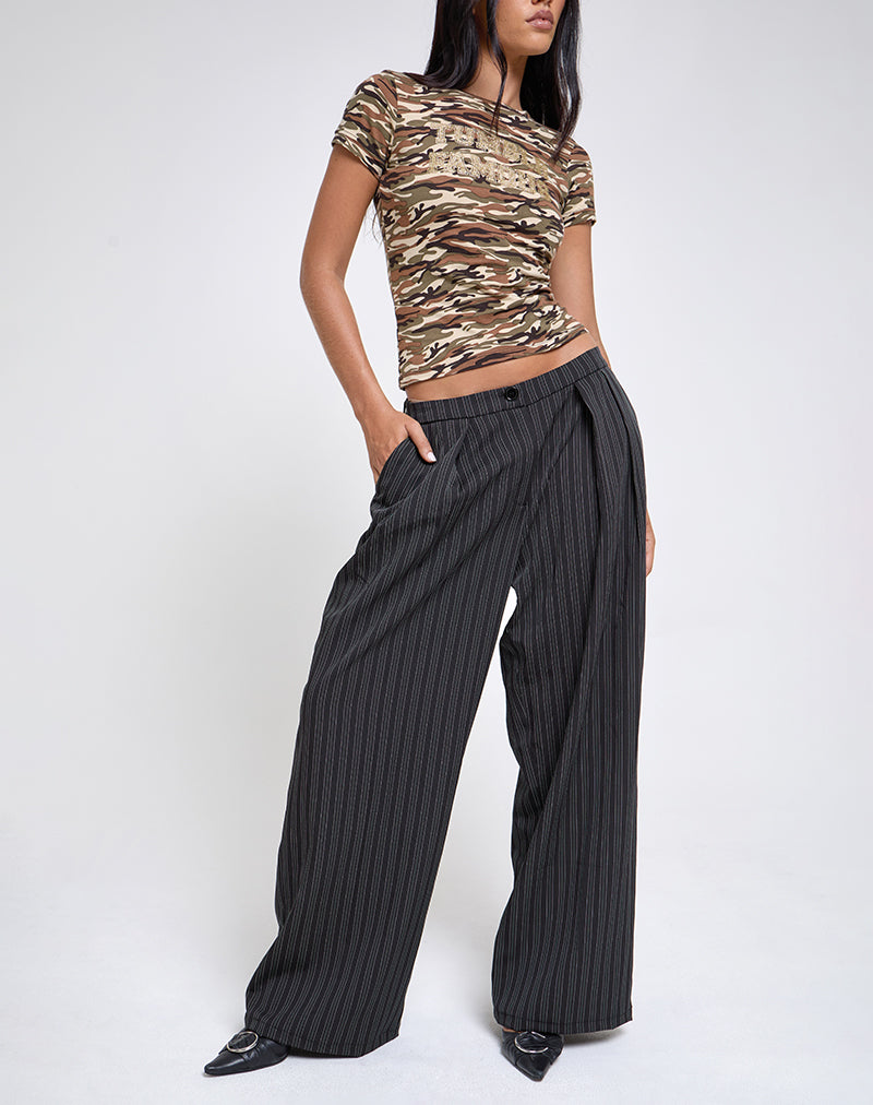 Pantalón plisado Syra de raya diplomática negro