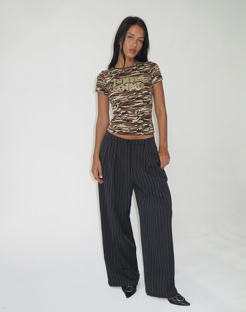 Imagen de Syra Pantalones Plisados a Rayas Negras