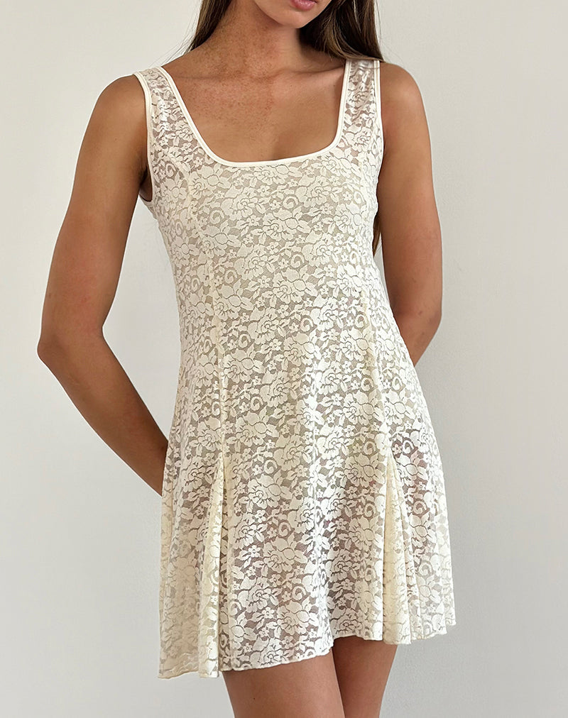 imagen de Tabah Mini Dress in Rose Lace Ivory