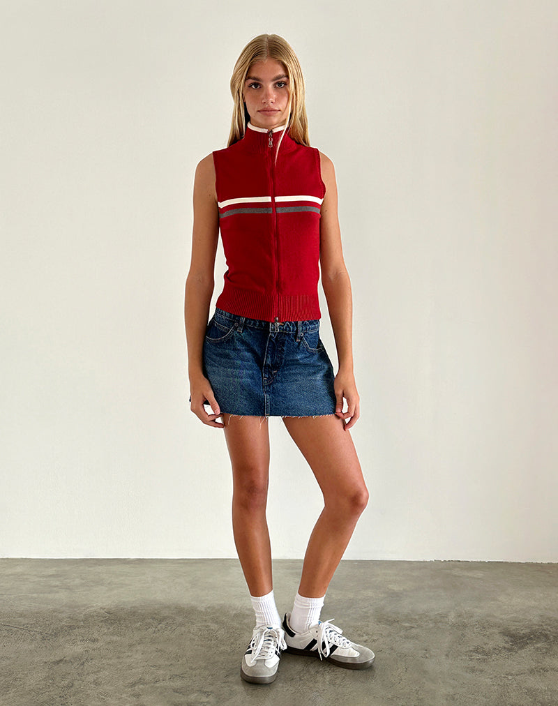 Imagen de Tabeya Chaqueta de punto sin mangas en rojo