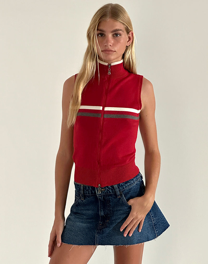 Chaqueta de punto sin mangas Tabeya en rojo