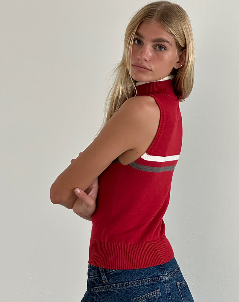 Imagen de Tabeya Chaqueta de punto sin mangas en rojo