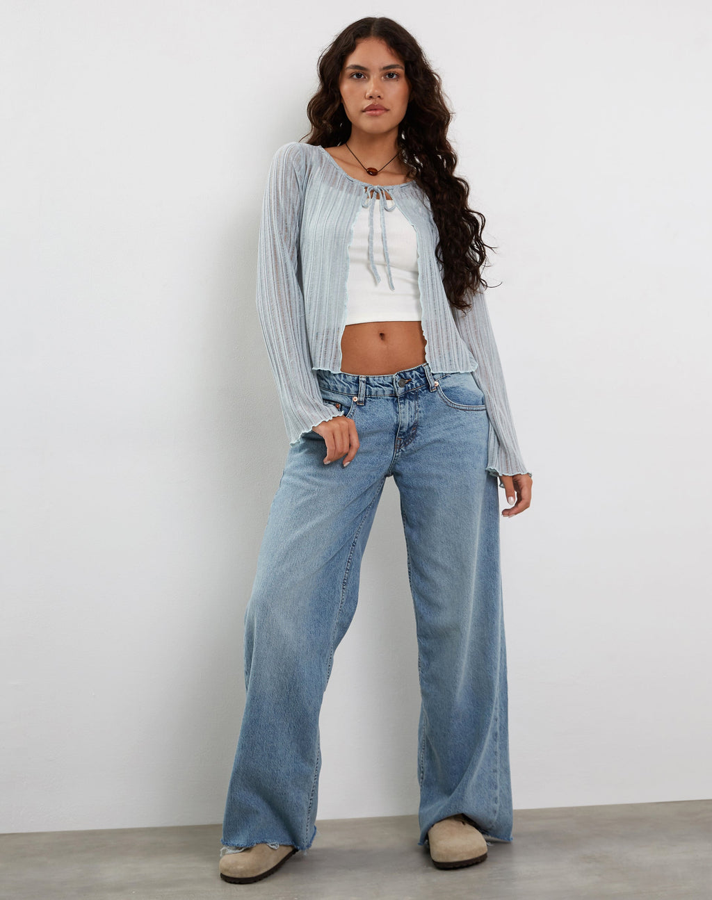 Chaqueta Tabitha Tie Front en azul empolvado