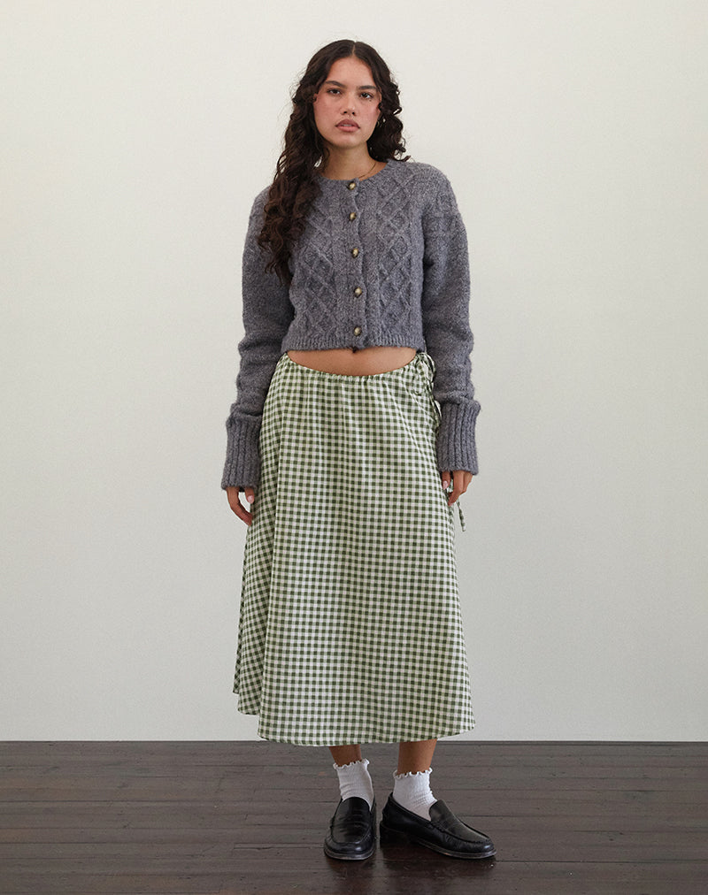 Falda Takara Midi en guinga oliva