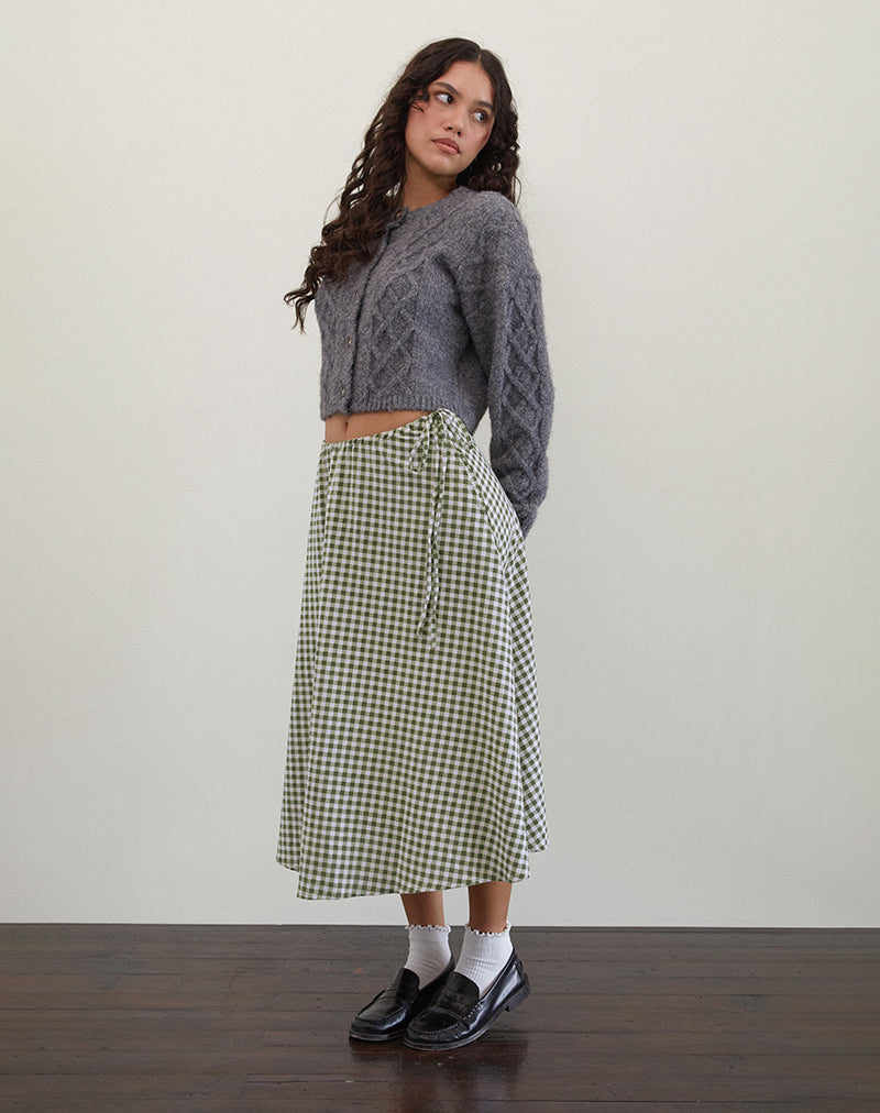 Imagen de Takara Falda midi en guinga oliva