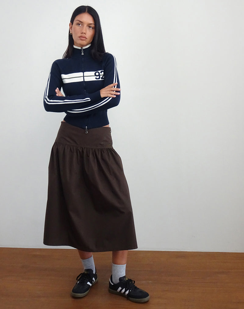 Imagen de la chaqueta con cremallera Takiya en azul marino con diseño 92