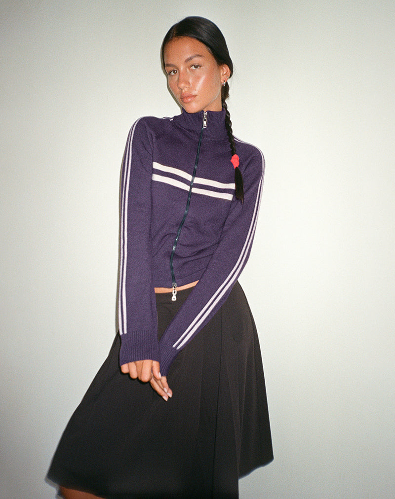 Image of Talisa Chaqueta deportiva con cremallera en gris marengo con rayas gris claro