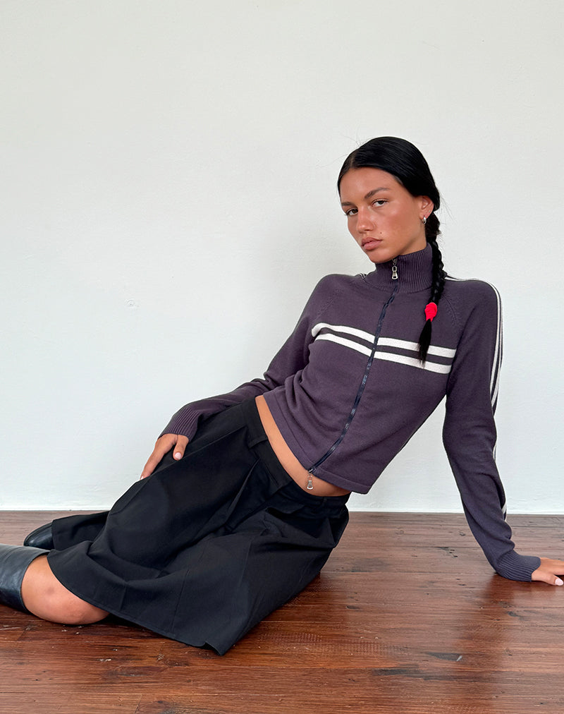 Chaqueta deportiva con cremallera Talisa en gris marengo con rayas gris claro