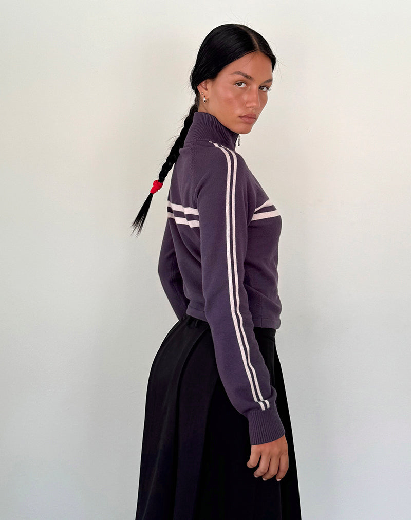 Image of Talisa Chaqueta deportiva con cremallera en gris marengo con rayas gris claro