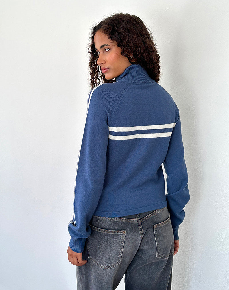 Imagen de Talisa Chaqueta deportiva con cremallera en azul marino con rayas marfil