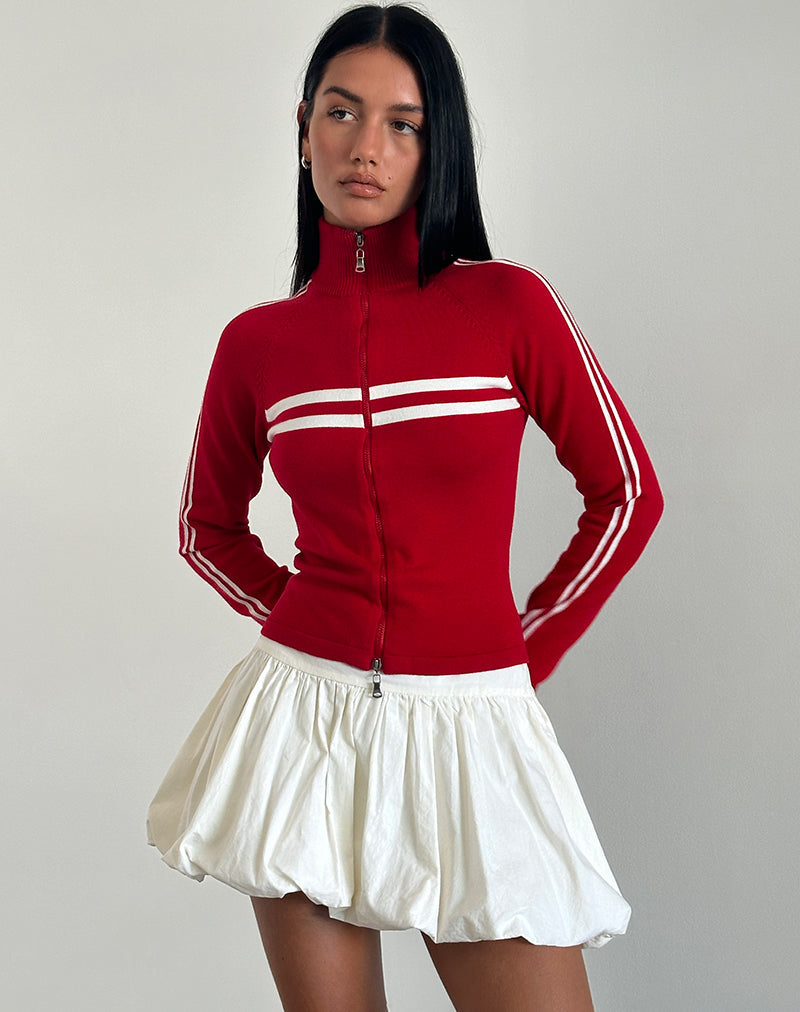 imagen de Talisa Zip Through Jacket en rojo con raya blanca