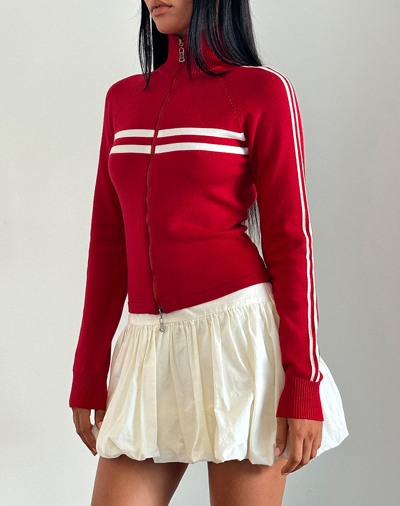 imagen de Talisa Zip Through Jacket en rojo con raya blanca