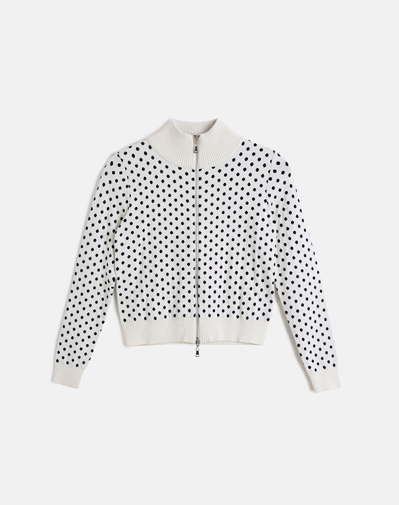 Imagen de Talisa Chaqueta de punto con cremallera en Tiny Polka Ivory