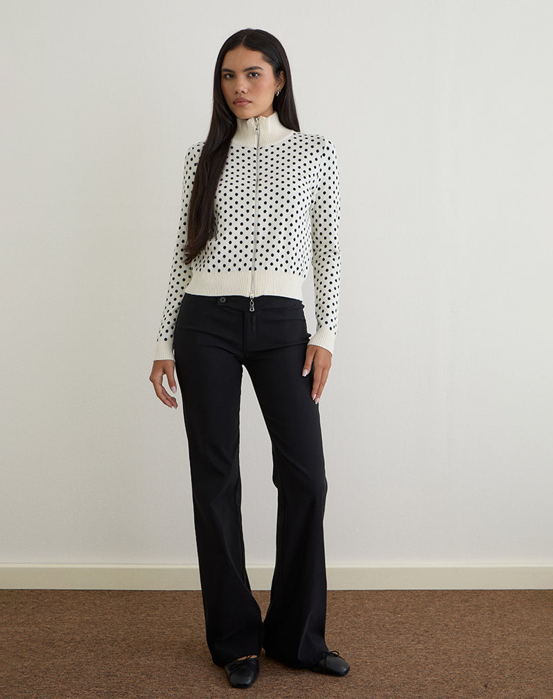Chaqueta de punto con cremallera Talisa en Tiny Polka Ivory