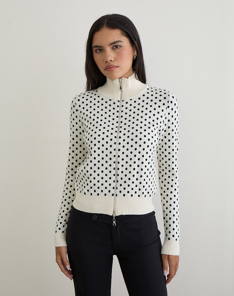 Imagen de Talisa Chaqueta de punto con cremallera en Tiny Polka Ivory