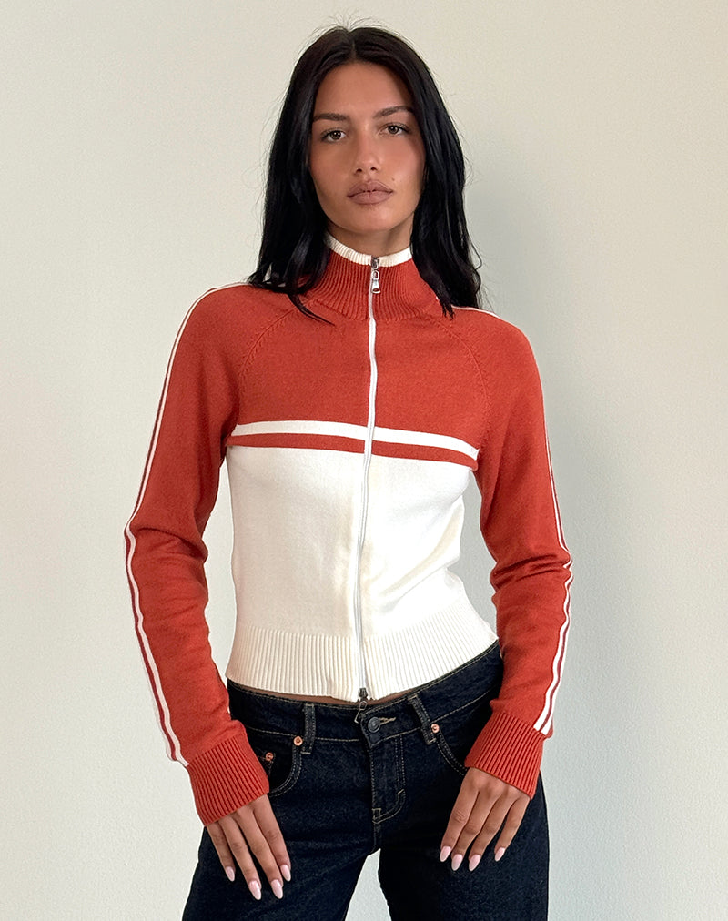 Chaqueta Talya en panel rojo con blanco