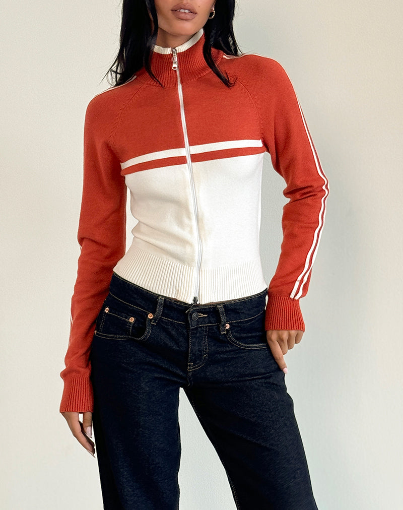 Imagen de la chaqueta Talya en panel rojo con blanco