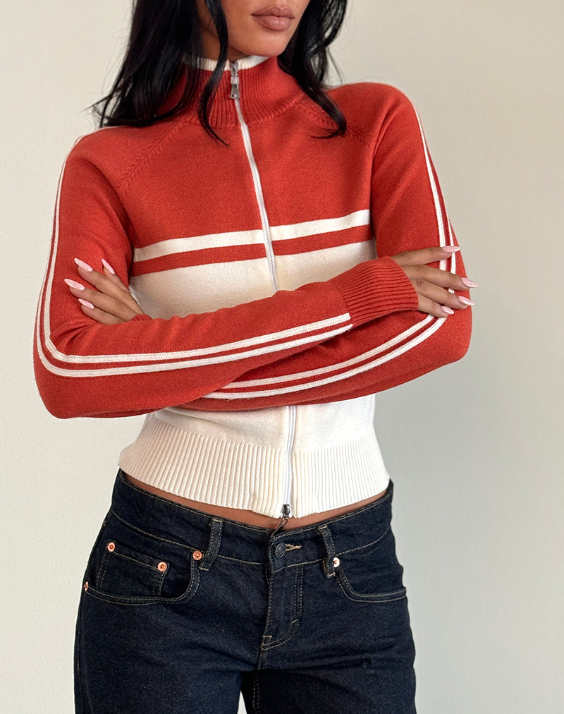 Chaqueta Talya en panel rojo con blanco