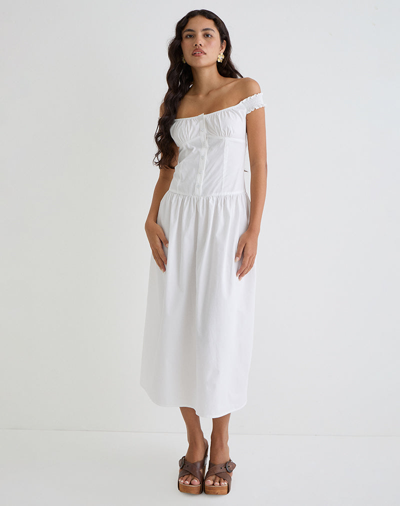Maxivestido sin hombros Tamashi en blanco