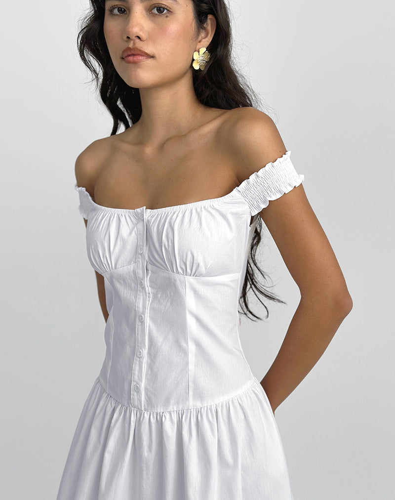 Maxivestido sin hombros Tamashi en blanco