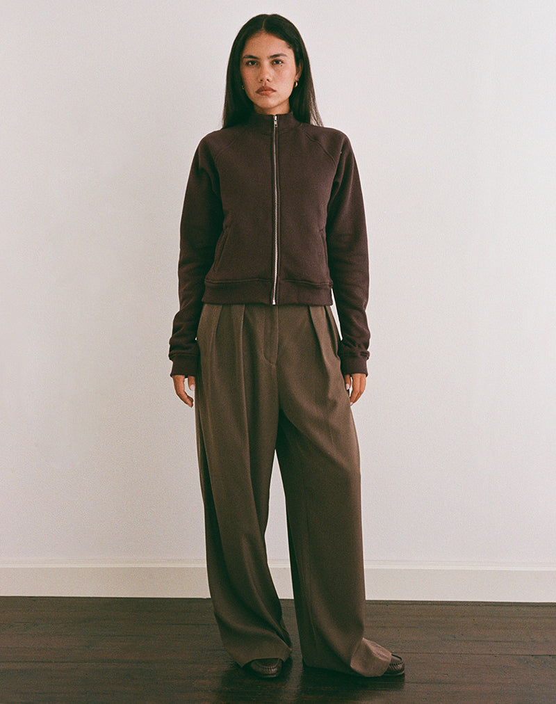 Image of Tamayo Zip Turtleneck Jumper in Bitter Chocolate