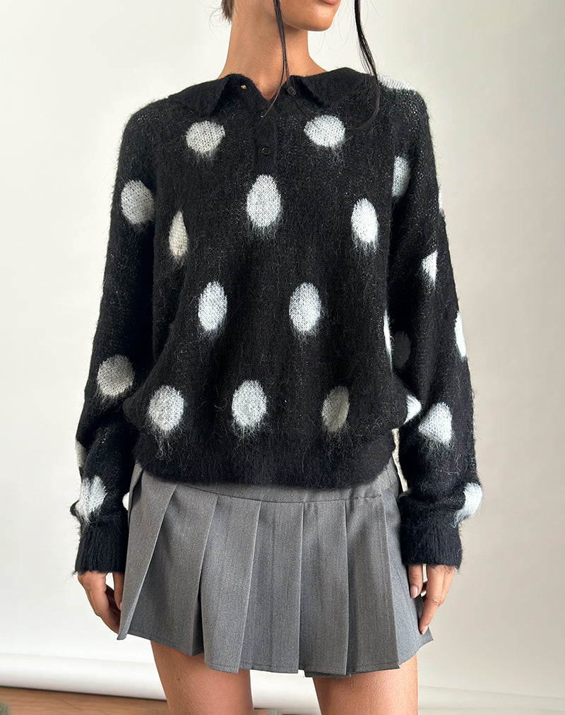 Imagen de Tamika Oversized Jumper in Polka Negro