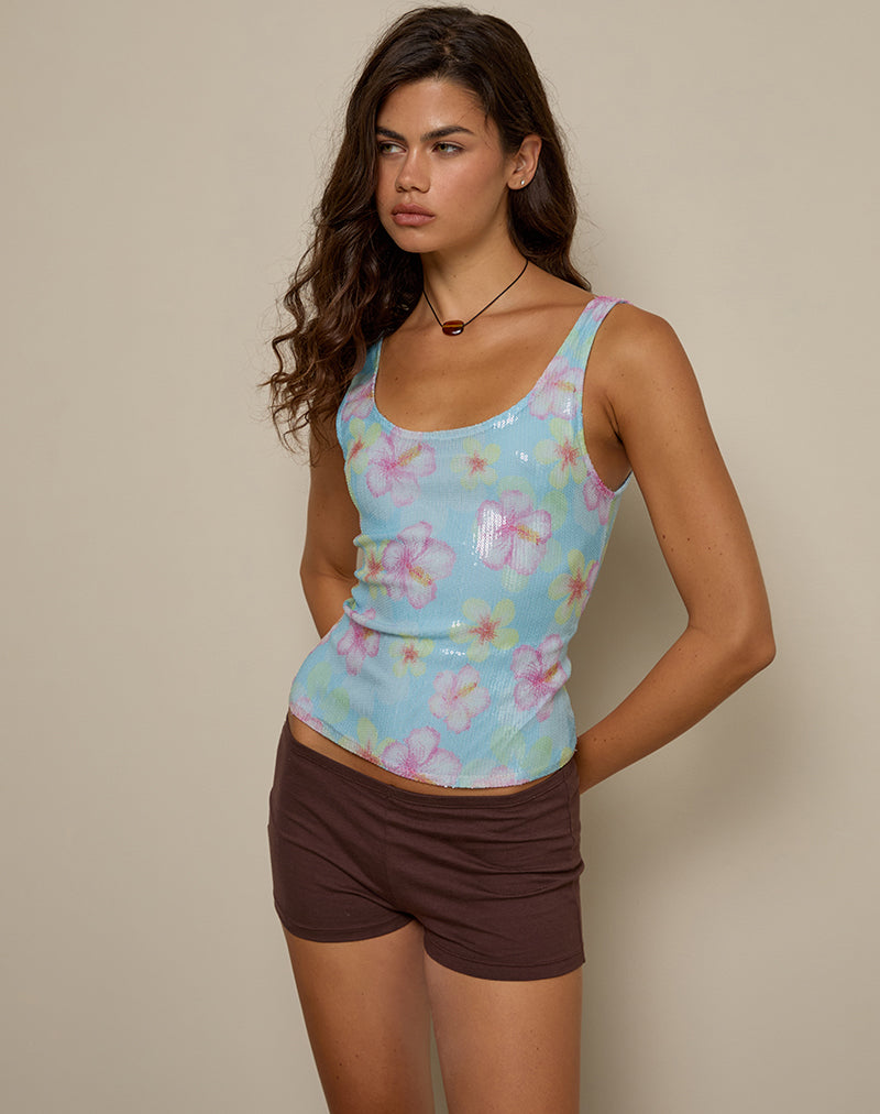 Imagen de Tampa Top en Lentejuelas Flor Azul