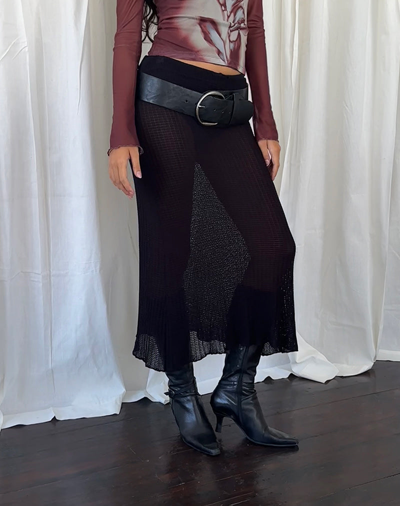 Tanisha Falda midi de punto elástico Negra
