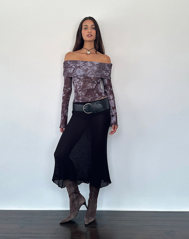 Imagen de Tanisha Falda midi de punto elástico Negra