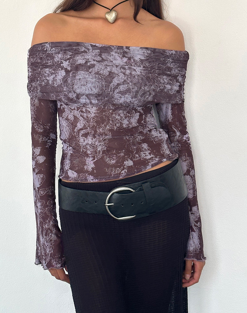 Imagen de Noelle Bardot Top en Botanic Sketch Morado