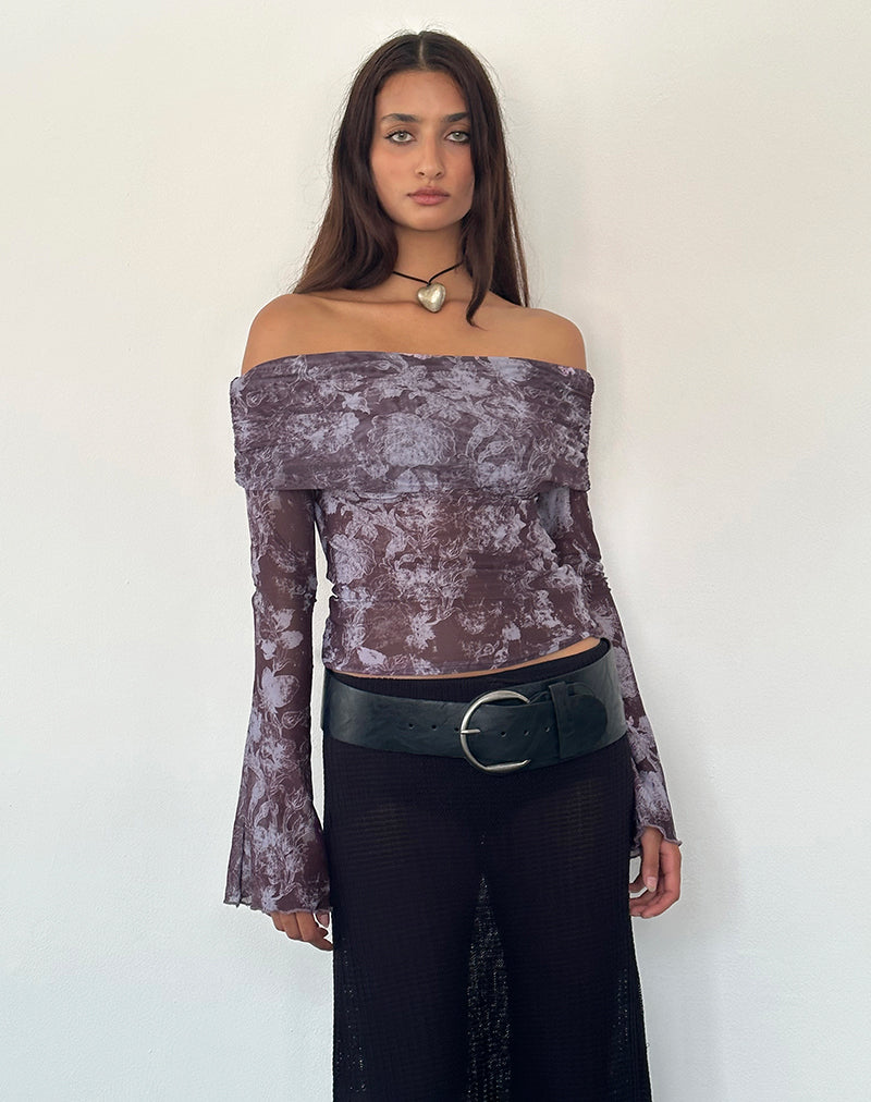 Imagen de Noelle Bardot Top en Botanic Sketch Morado
