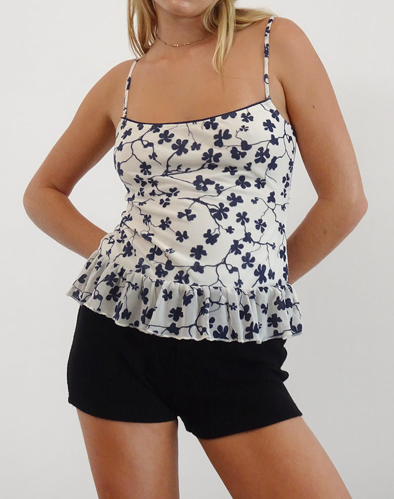 Top Tarkam en Crema Flock Floral Grunge