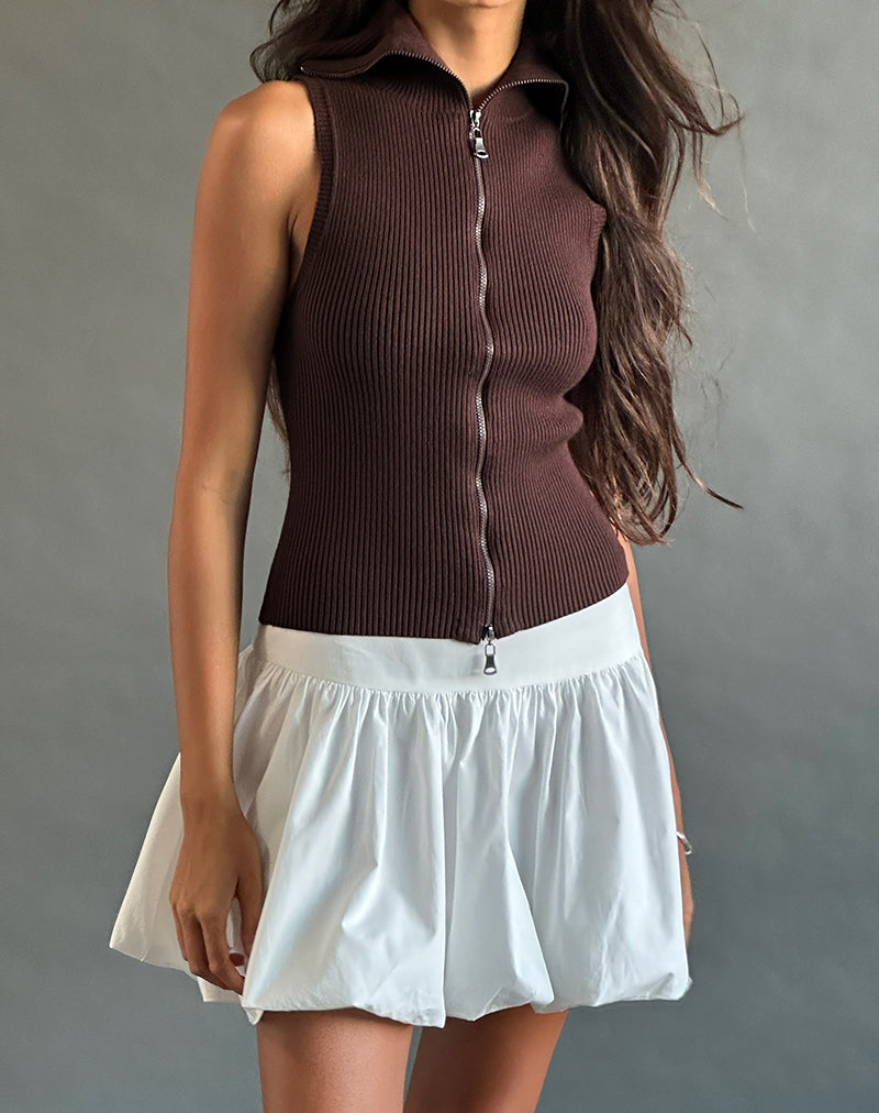 Imagen de Tarni Highneck Fold Over Tank Top in Brown