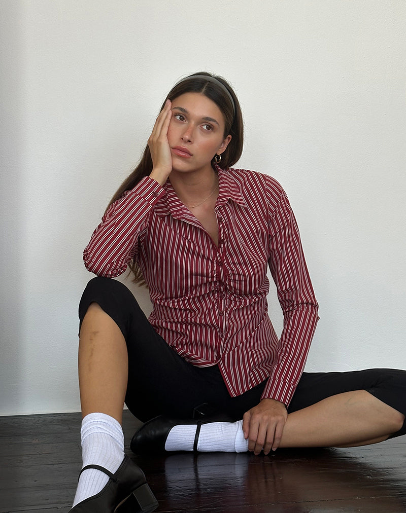 Camisa ajustada Tarsi de rayas granates