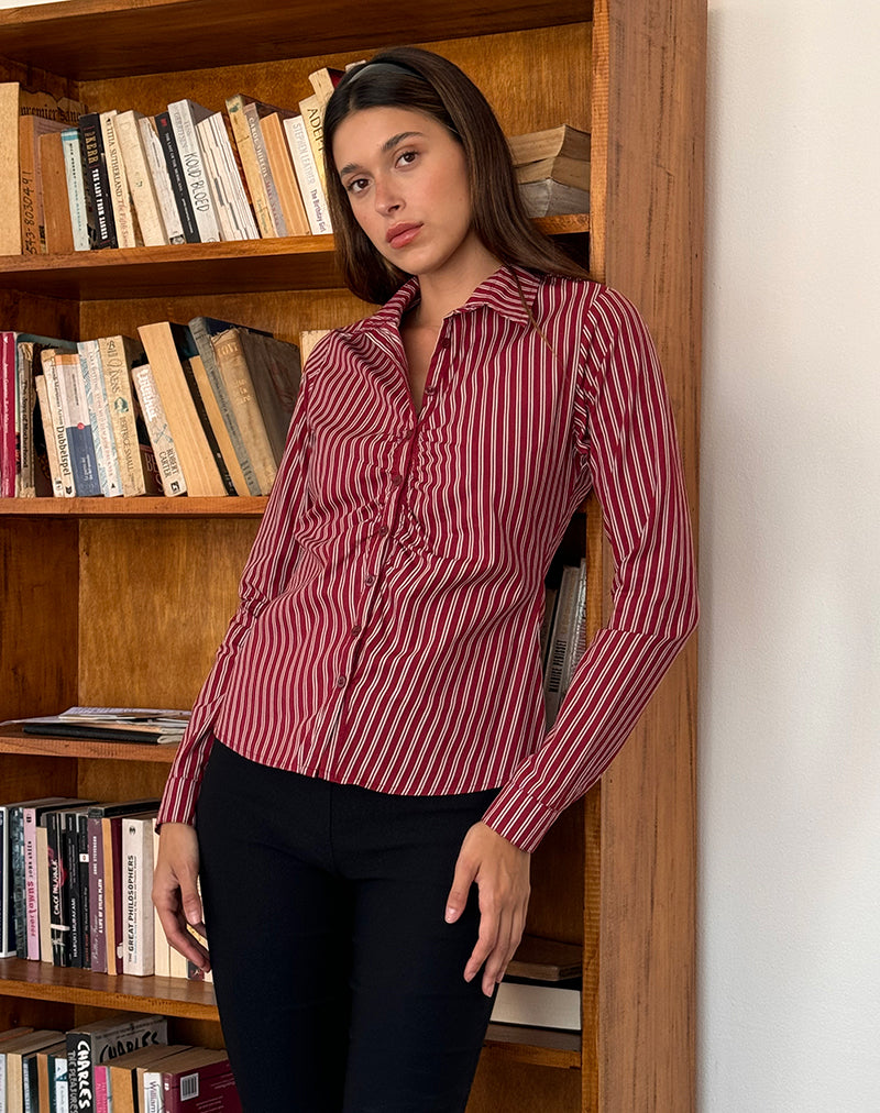 Camisa ajustada Tarsi de rayas granates