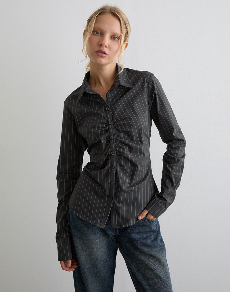 Camisa Tarsi de rayas diplomáticas gris