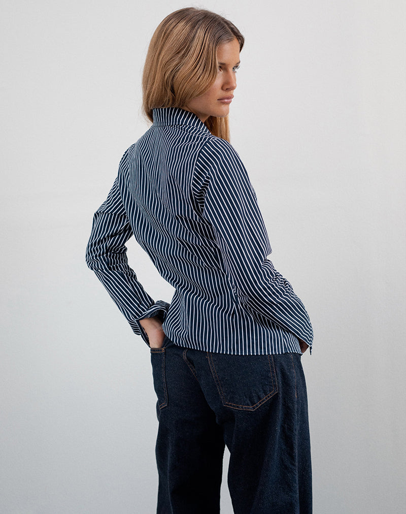 Imagen de Tarsi Fitted Shirt in Mono Stripe Navy