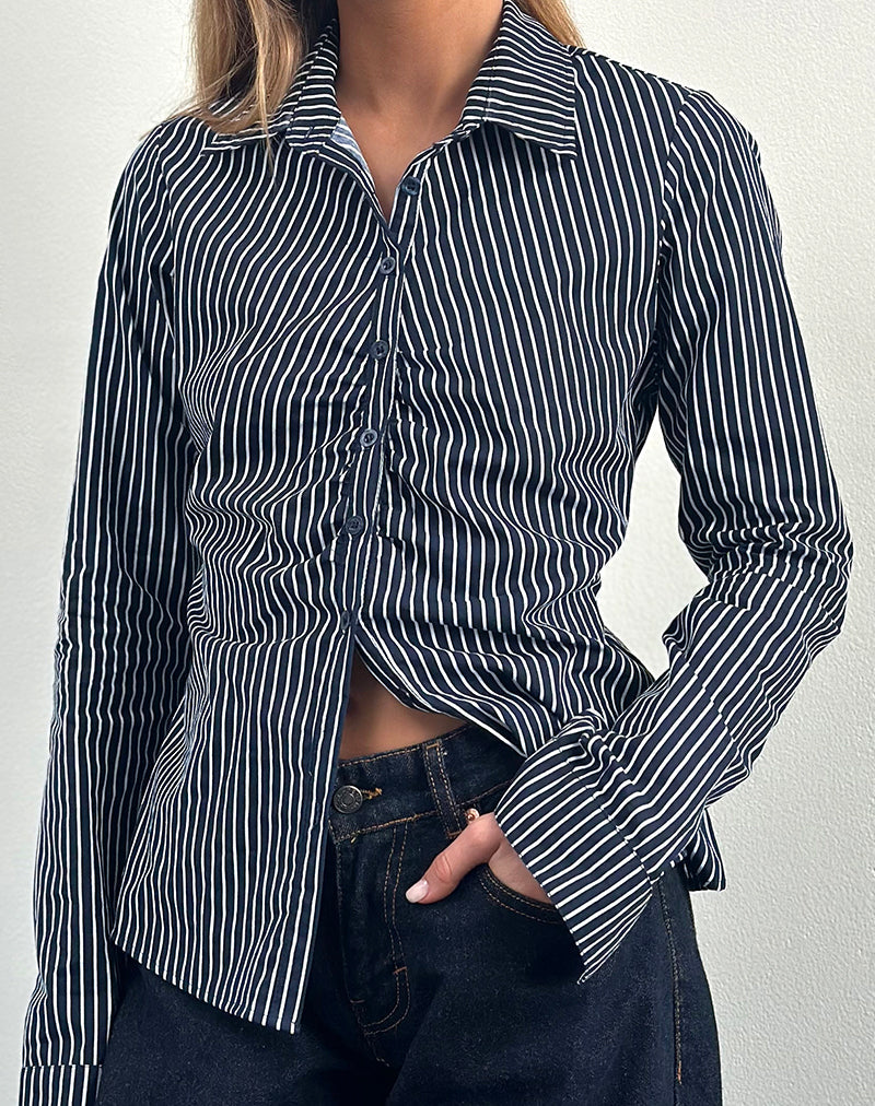 Camisa Tarsi Mono Raya Azul Marino