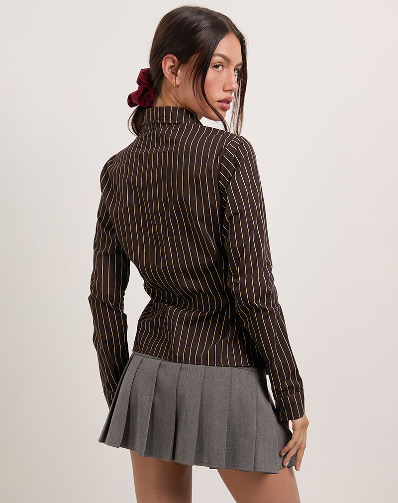 Imagen de Tarsi Camisa entallada a rayas Mono Chocolate