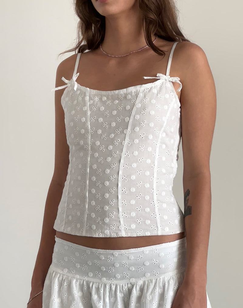 Imagen de Tasma Corset Top in Woven Broderie Blanco