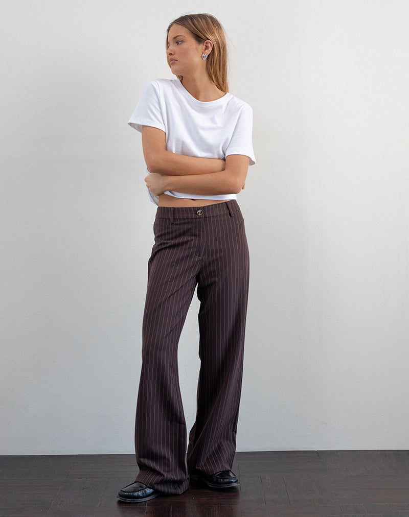 Imagen de Tatina Smart Trouser en raya diplomática marrón Sastrería