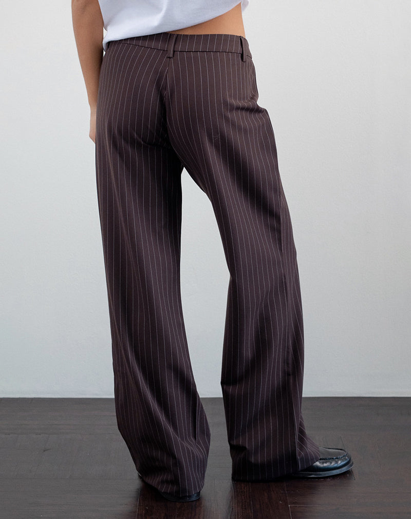 Imagen de Tatina Smart Trouser en raya diplomática marrón Sastrería
